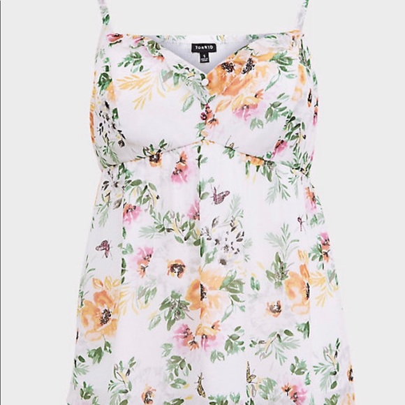 CLEARANCE Torrid Ivory Chiffon Floral Cami Top - Picture 3 of 6